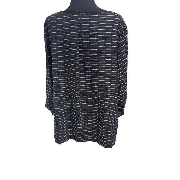 Ali Miles Black White Patchwork Tunic Top 1X Cotton Blend Womens Lagenlook Artsy - Picture 2 of 10